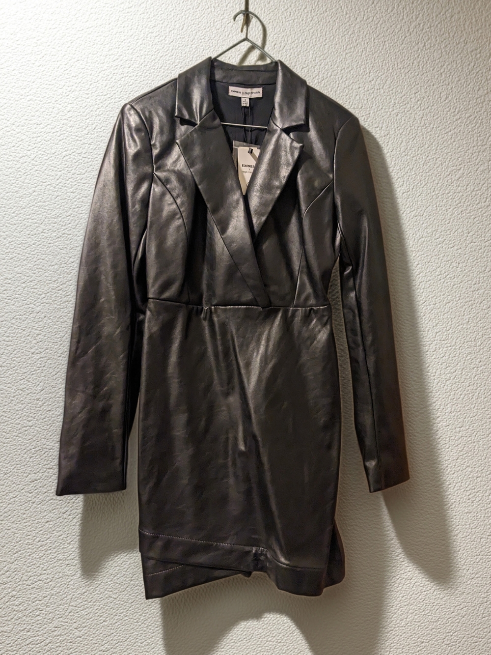 Express Black Faux Leather Blazer Dress Jacket